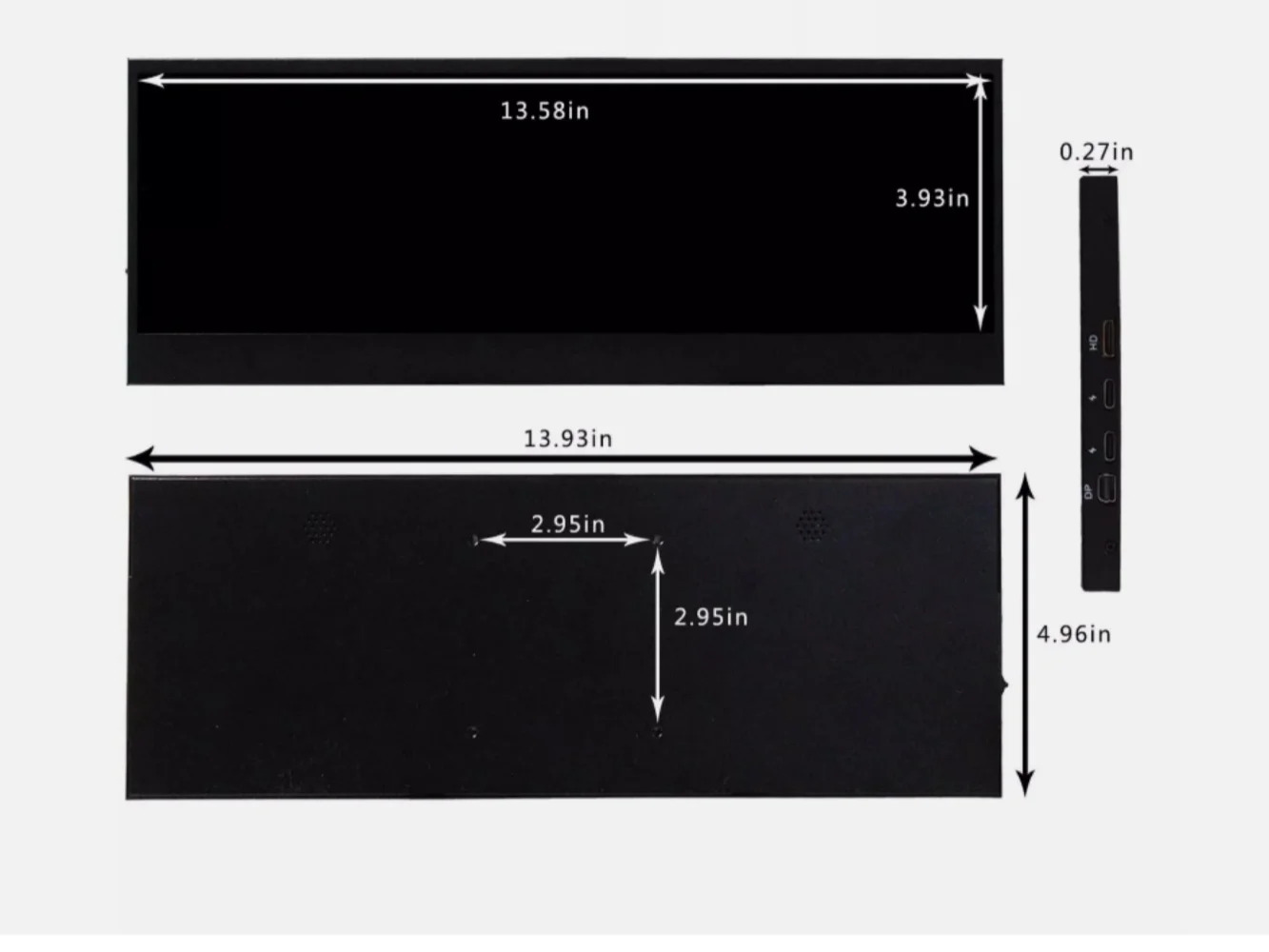 14인치 3840X1100 4k IPS 정전식 LCD 디스플레이 화면 HDMI 입력 포트