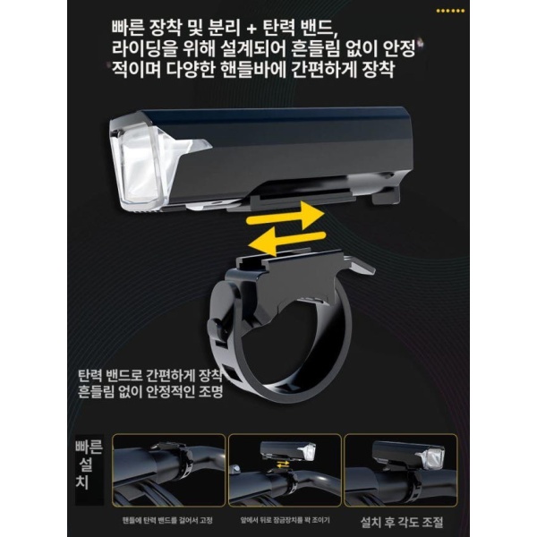 최강 LED 방수 USB 강력한 자전거 헤드라이트 조명 600루멘 전조등 5-20H 고급형 600루멘 전조등 5-20H - 상세 이미지 4
