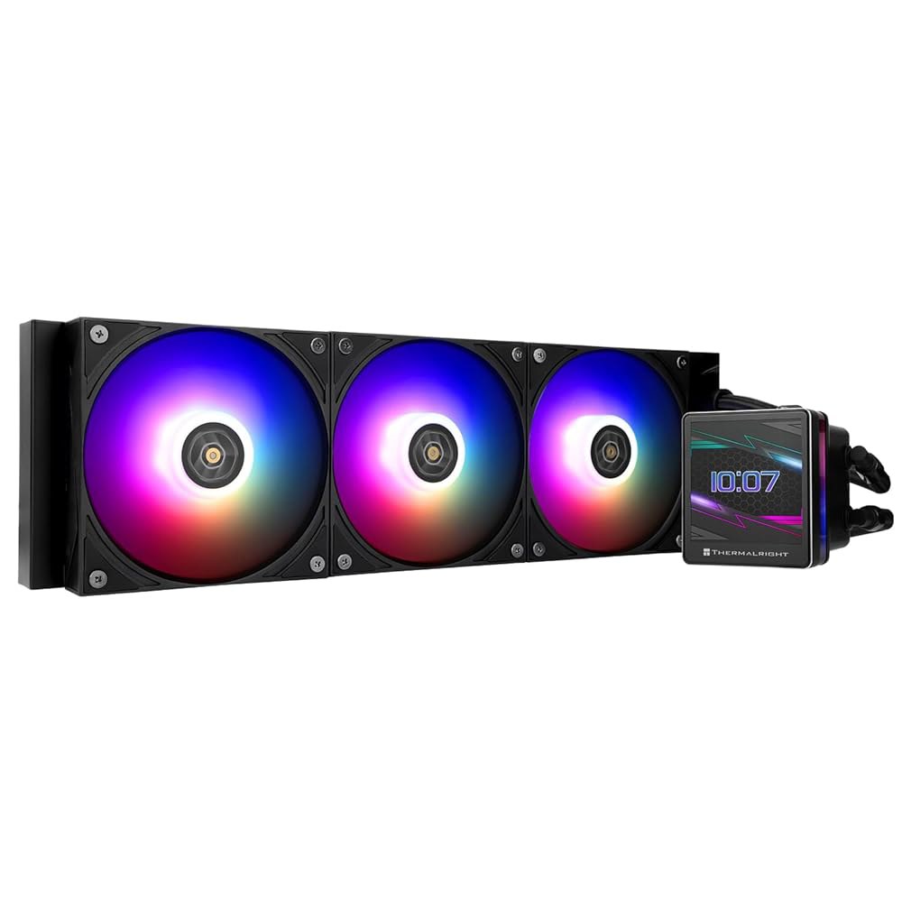 Thermalright Grand Vision 360 ARGB 블랙 CPU AIO 쿨러, PC 사양 워터 쿨러 시스템, 480x480 해상도의 IPS LCD 화면, AM4 / AM - 상품 이미지