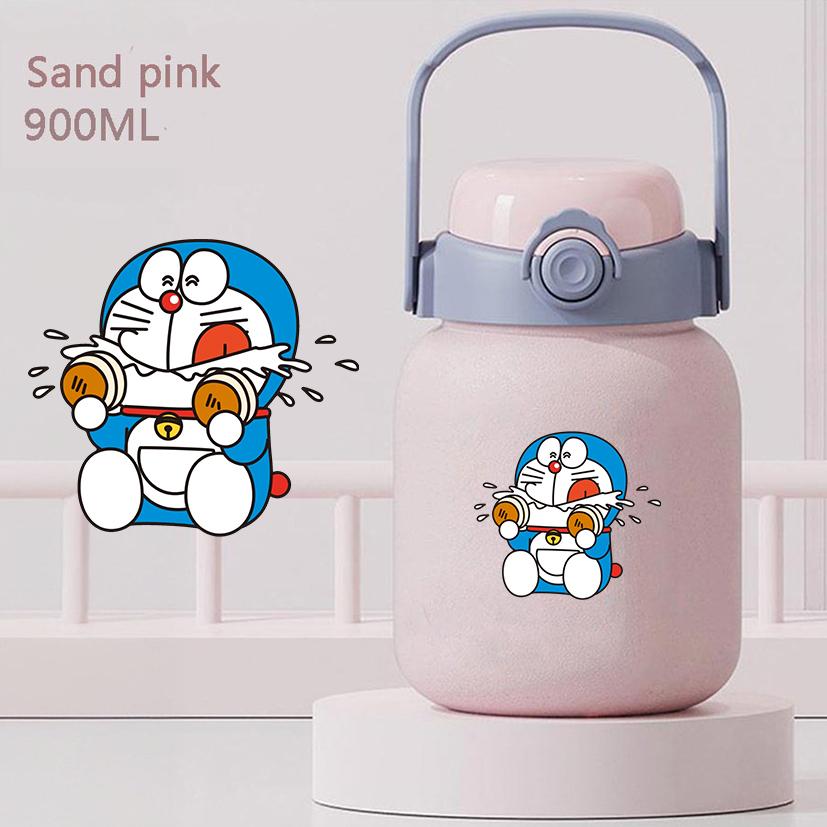 도라에몽 보온 머그컵 빨대 스테인리스 더블 대용량 텀블러 선물 900ml 샌드핑크 1 - 상세 이미지 2