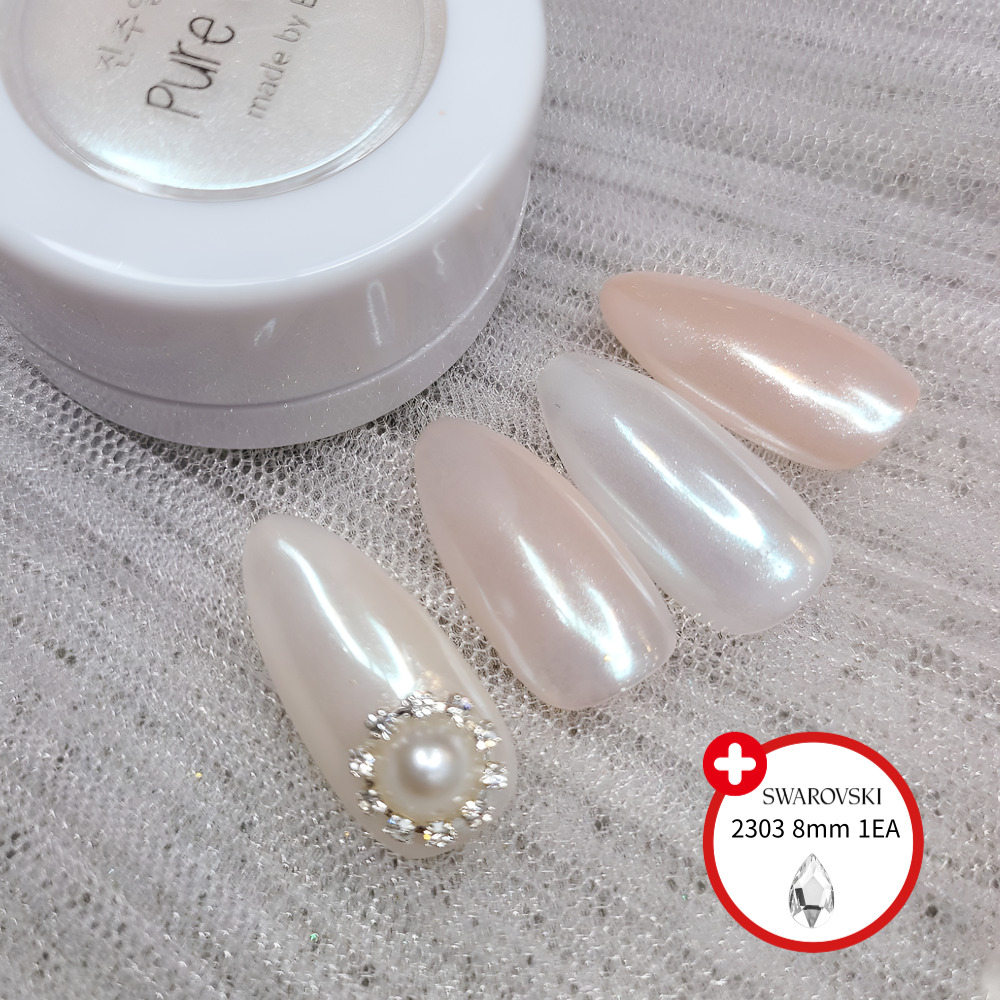 보니비 퓨어화이트 진주알 파우더 스와 2303 물방울 8mm 1개 - 상품 이미지