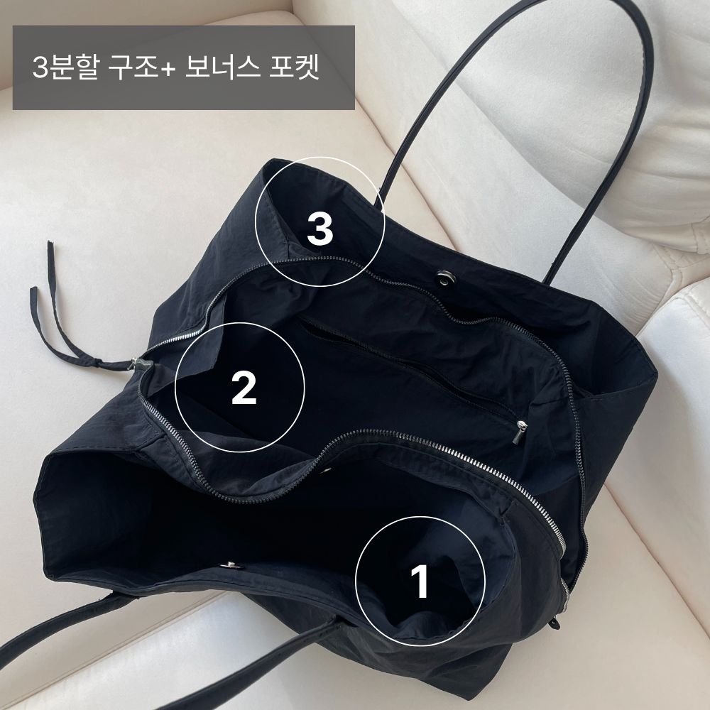 여성 천 보부상 가방 쇼퍼백 데일리 큰 숄더 백 대학생 나일론 기저귀가방 이미지 2