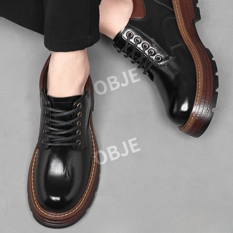 남성 소가죽 키높이구두 핸드메이드 비즈니스화 6.5cm 8cm 더비슈즈 - 상세 이미지 2