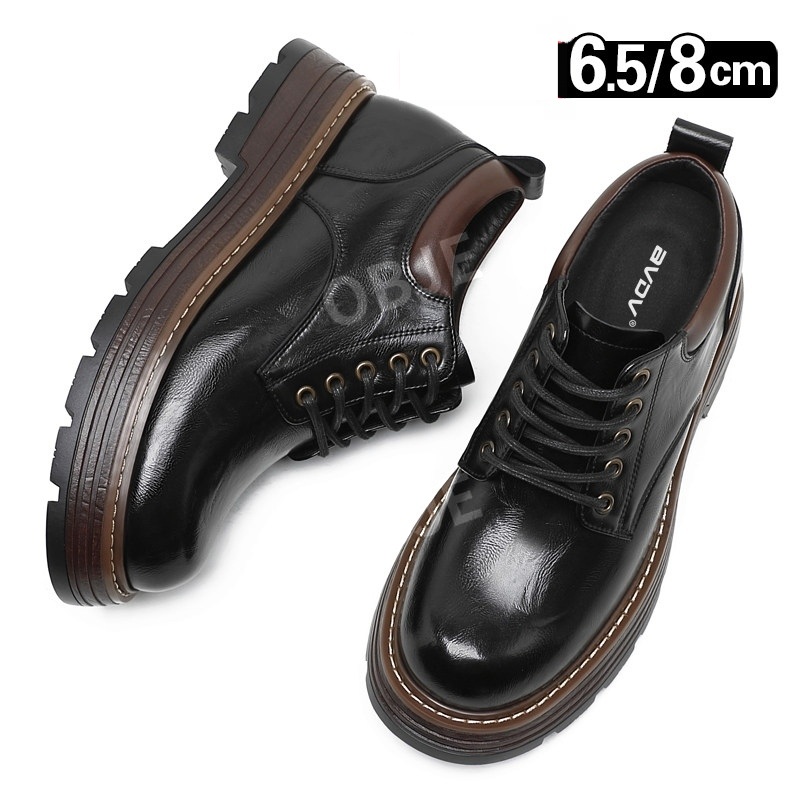 남성 소가죽 키높이구두 핸드메이드 비즈니스화 6.5cm 8cm 더비슈즈 - 상세 이미지 4