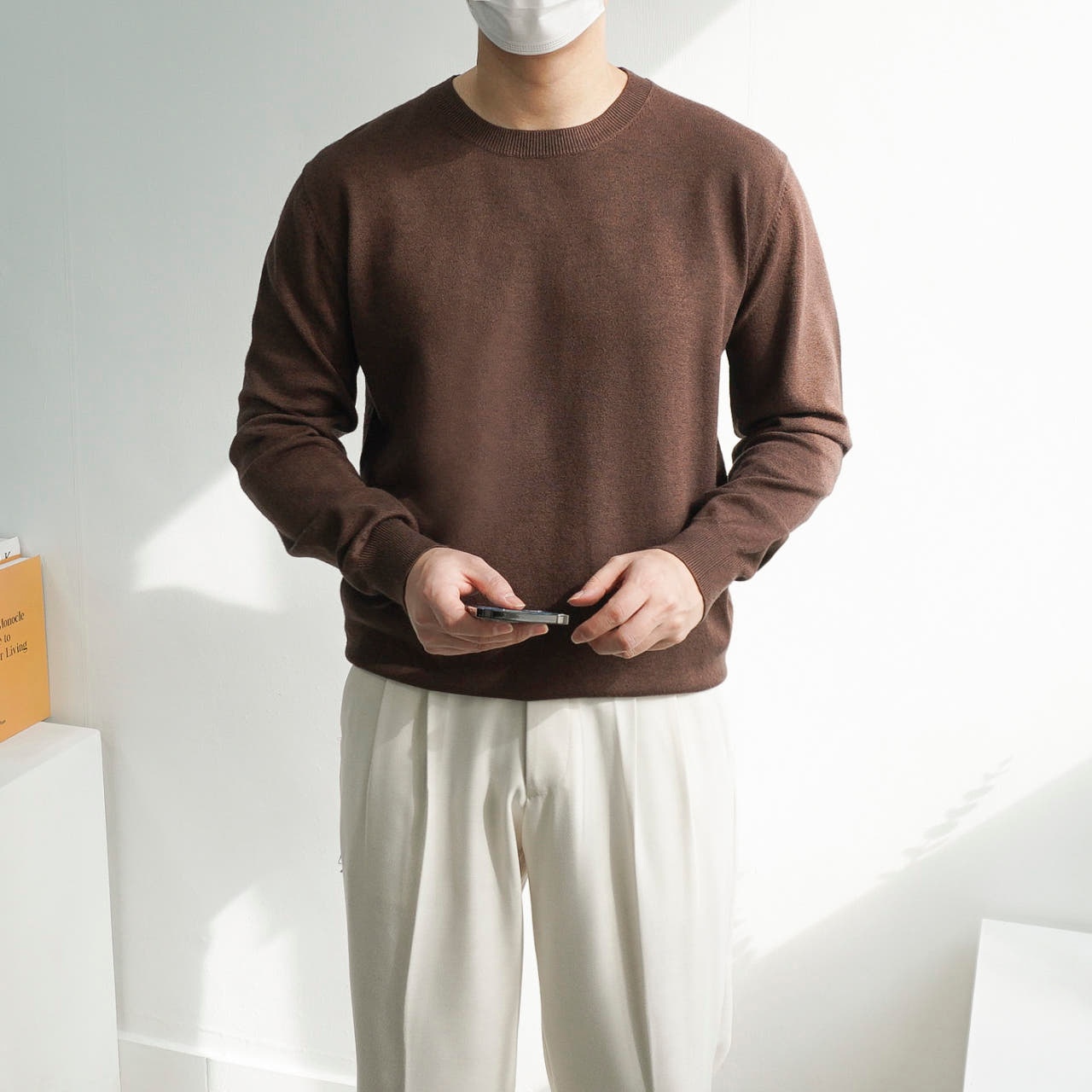 22컬러 비욘드 남자 캐시미어 라이크 비스코스 부드러운 데일리 라운드 니트티셔츠 - 상품 이미지