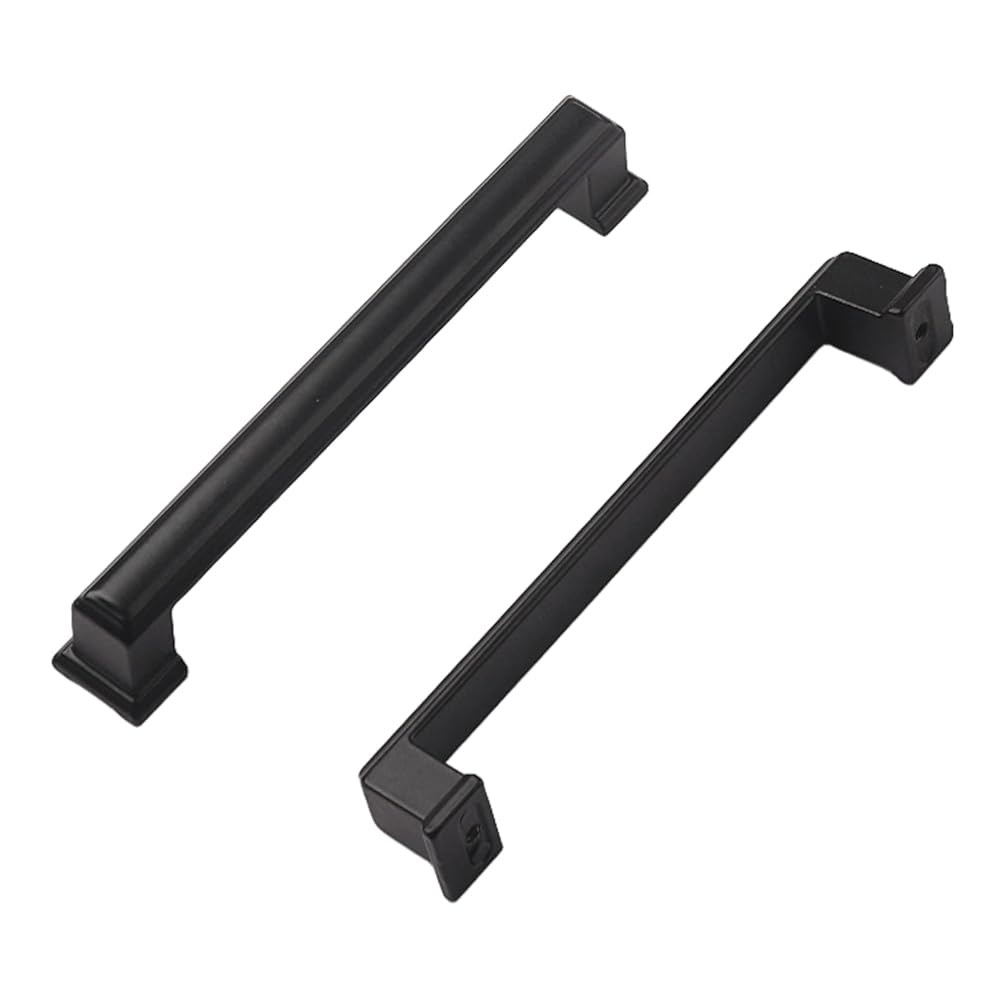 Fonixte 12팩 솔리드 12.7cm(5인치) 정사각형 매트 손잡이 핸들 서랍 - 주방 캐비닛 블랙 하드웨어 Matte Black 5 Hole Center - 상품 이미지