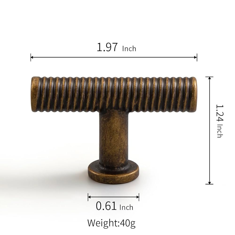 T 바 앤티크 황동 주방 가구 5.1cm(2인치) 손잡이 서랍 빈티지 캐비닛 오래된 옷장 옷장용 찬장 브론즈 드레서 하드웨어 - 상세 이미지 2