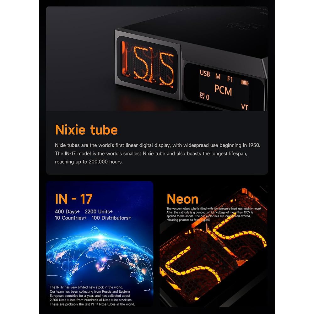 하이파이고 뮤즈 하이파이 M6 더블 헤드폰 앰프, 진공관 글로우 튜브가 장착된 휴대용 USB C DAC 휴대폰 / PC 노트북용 4.4mm 3.5mm 듀얼 출력 - 상세 이미지 3