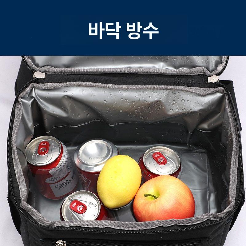 보온 보냉 백팩 점심 직장인 도시락 이유식 캠핑 피크닉 여행용 대용량 은박 방수 블랙 - 상세 이미지 3