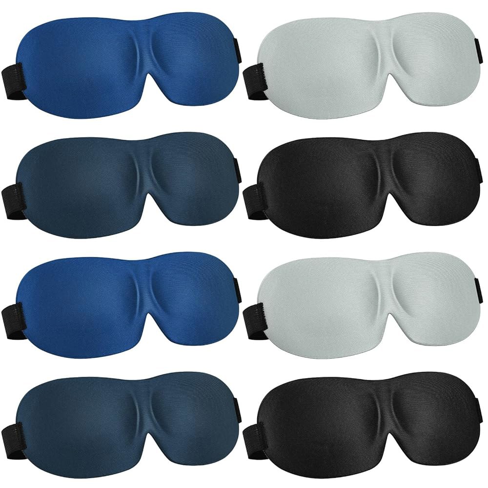 옆잠자는 남성용 벤카일러 수면 안대 8종 여성용 3D 컨투어 블랙아웃 커버, 조절 가능한 스트랩으로 여행용 가벼운 밤 눈가리개 아이섀도 차단(미디엄, 레트로 색상) - 상품 이미지
