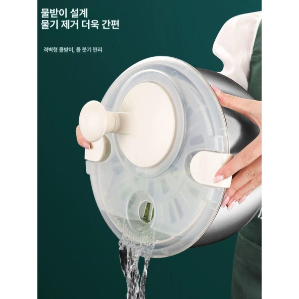 프리미엄 수동 야채 탈수기 손잡이탈수기 채소탈수기 물기제거기 304 스테인리스 304 스테인리스 탈수기 - 상세 이미지 4