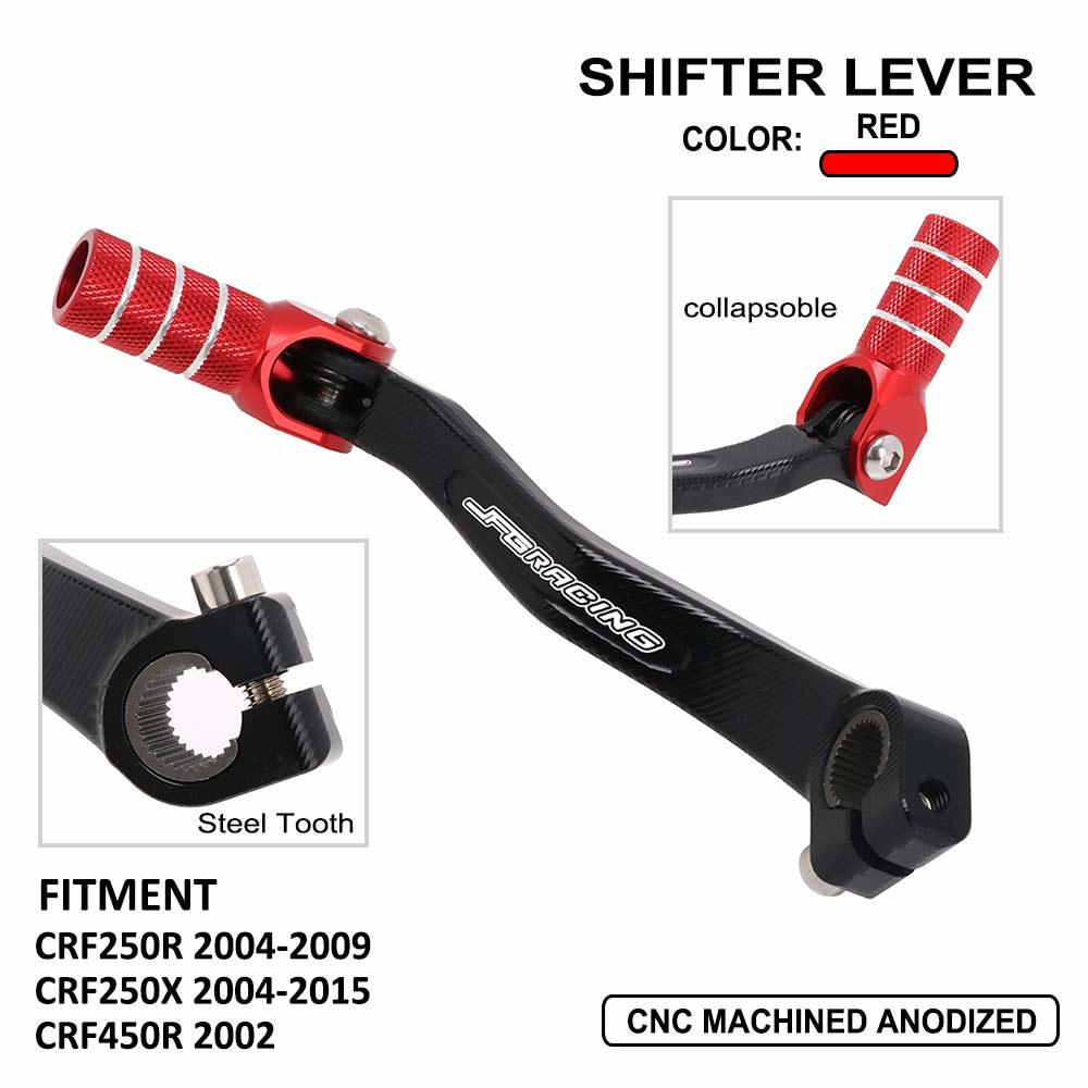 JFG 레이싱 더트 바이크 폴딩 기어 시프터 변속 레버 페달 CNC for CRF250R 2004-2009 CRF250X 2004-2017 CRF450R 2002 레드 - 상세 이미지 2