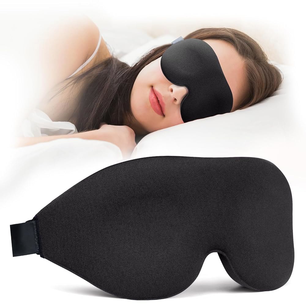 뉴방가 등 및 옆 침대용 수면 안대, 빛 차단, 3D 야간용 럭셔리 무압 통기성 여행용 커버 블랙 Black - 상품 이미지