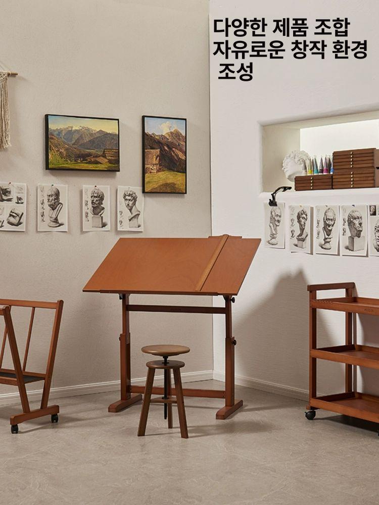 그림 보관대 이동식 대형 원목 화판 건조대 내추럴 월넛 도화지 작품 화방 - 상세 이미지 3