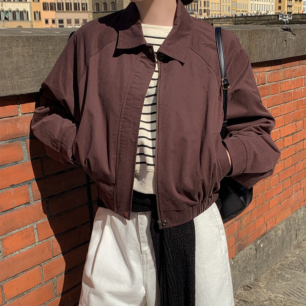 카밀 간절기 데일리 플랫 카라 블루종 점퍼 - 상품 이미지