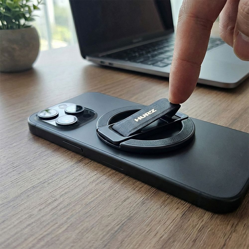 휴라이즈 레더톡 메탈가죽 초슬림 맥세이프 히든핑거그립 자유거치대 HR-MacFold Pro - 상세 이미지 3