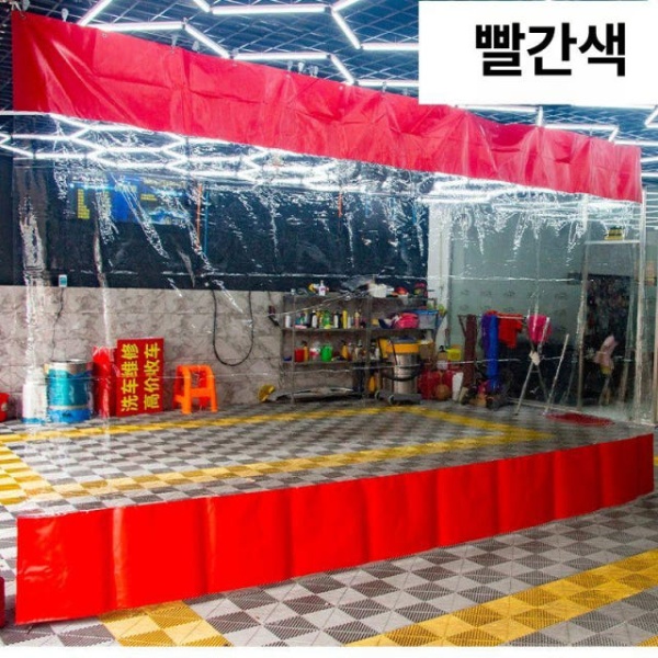 프리미엄 슬라이딩 방풍도어 비닐 자바라 접이식 칸막이 방풍커튼 중간투명 블루 블루 중간투명 1 - 상세 이미지 3