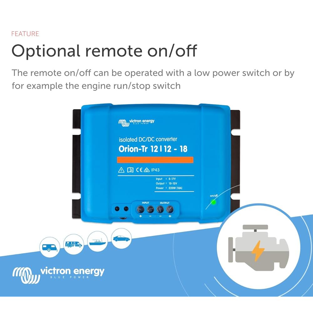 Victron Energy Orion-Tr DC to 배터리 보호 - 18암페어 12/12볼트 시스템용 220와트 IP43 듀얼 컨버터 절연 12/12v 30a - 상세 이미지 3