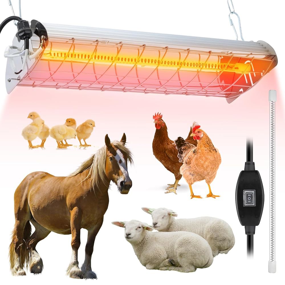 대형 닭장 히터 램프, 400W 탄소 가금류 및 이상적 가열 조절 온도 플레이트, 닭장용 육추 가능, 높이 섬유 병아리 가축 최대 60마리의 브루더 난방에 병아리, - 상품 이미지