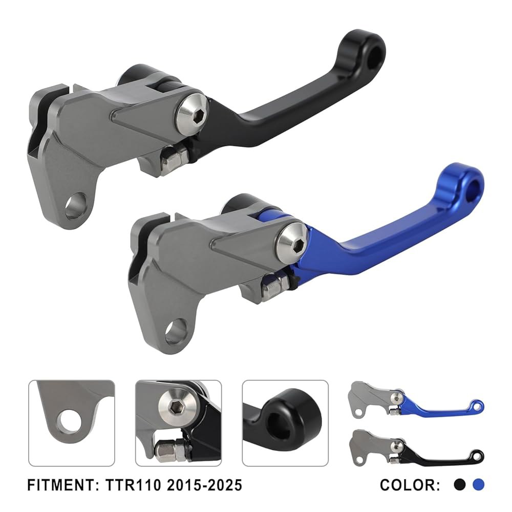 TTR 110 TTR110 2015-2025 블루용 IUVWISN 더트 바이크 브레이크 레버 폴더블 CNC Black - 상세 이미지 3