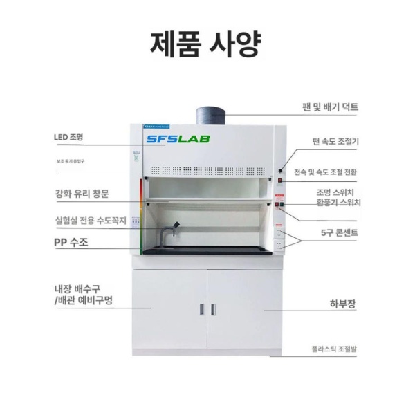 프리미엄 배기함 작업대 연구실 실험실 클린벤치 부스 테이블형 F8 80x65x190cm 150x65x100 65x65x100 테이블형 F8 - 상세 이미지 4