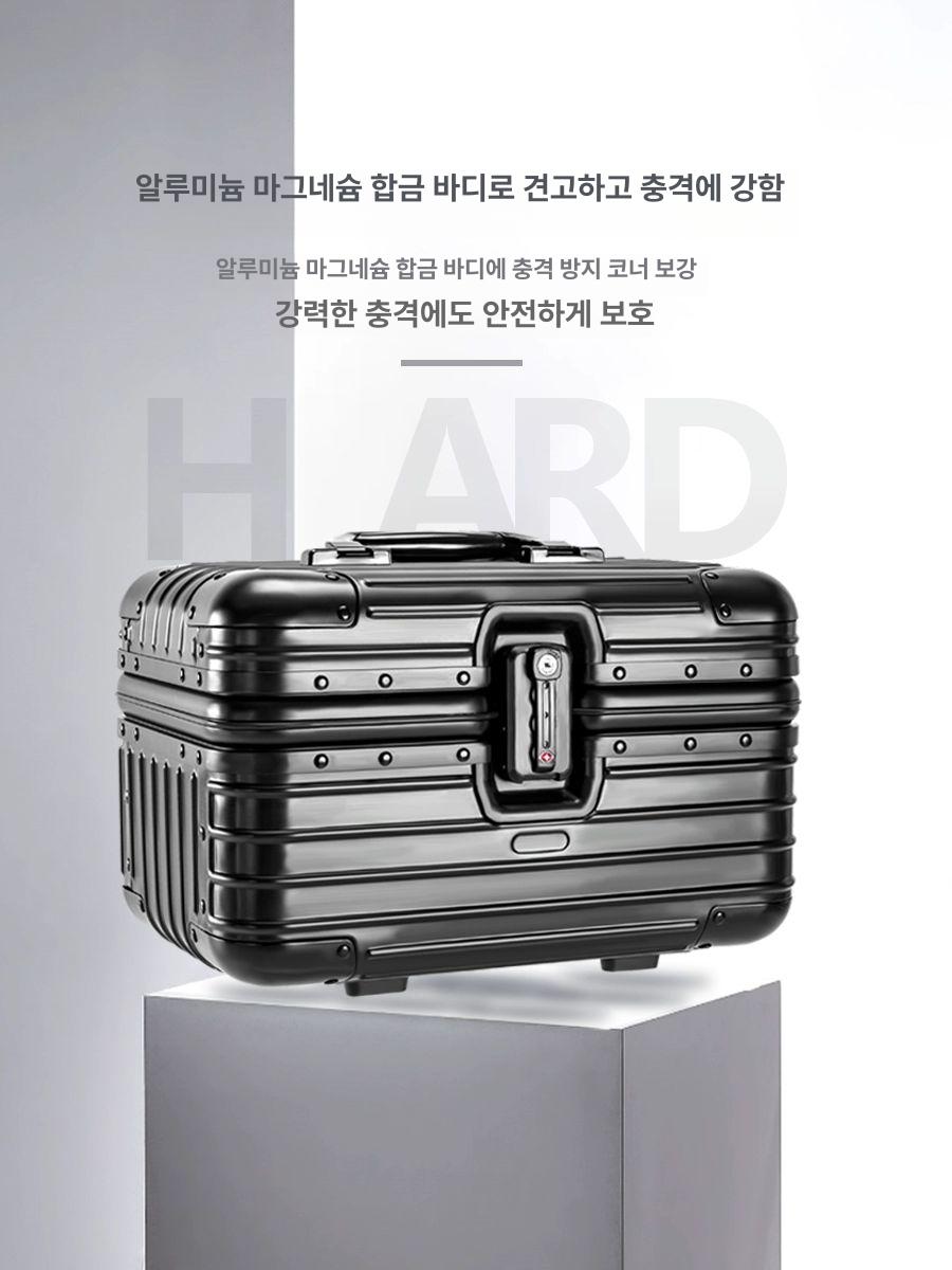 알루미늄 합금 메탈 화장품 케이스 대용량 휴대용 박스 실버 12인치 - 상세 이미지 3