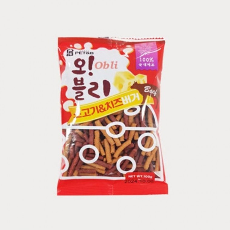 지니몰 오블리 애견간식 소고기치즈 강아지 80개 간식 100g - 상품 이미지