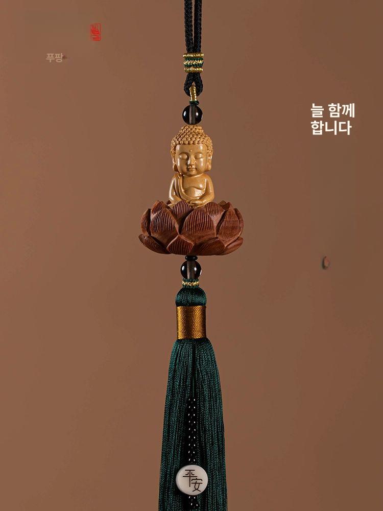 차량용 염주 액세서리 걸이 불교 자동차 관음모형 레드 관음-럭키브라운 - 상세 이미지 2