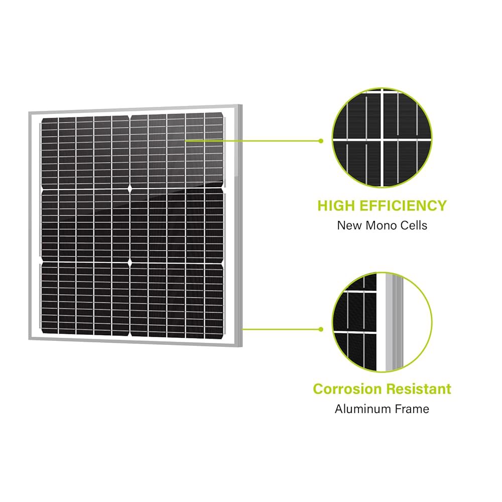 Newpowa 50W 10BB 모노 태양열 보트, 50와트 포함 오프 패널 0.9m(3피트) 그리드 단결정 모듈, 커넥터 홈 RV, 시스템용 1 50W Square - 상세 이미지 3
