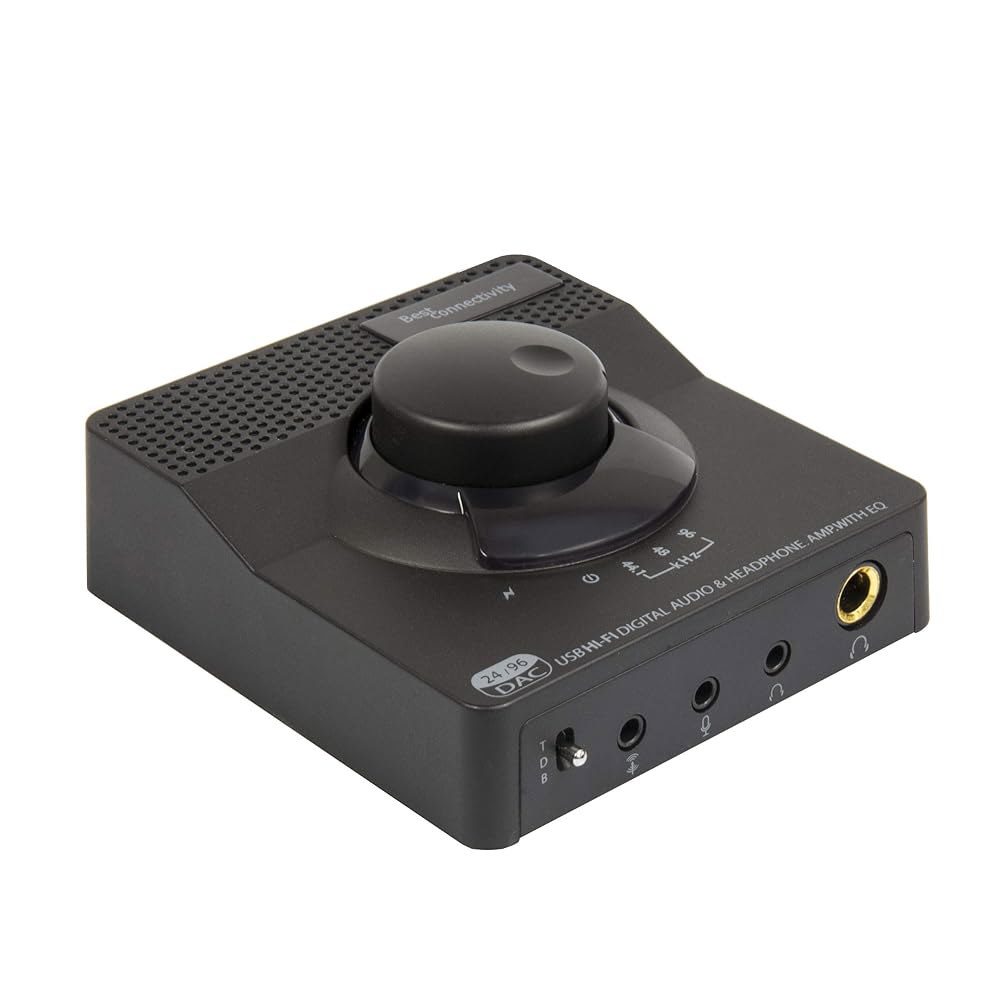 Syba Sonic 24bit 96KHz USB DAC 스테레오 헤드폰 앰프 2단계 EQ 디지털/코축 출력 및 RCA SD-DAC63116 Solid State Amp - 상품 이미지