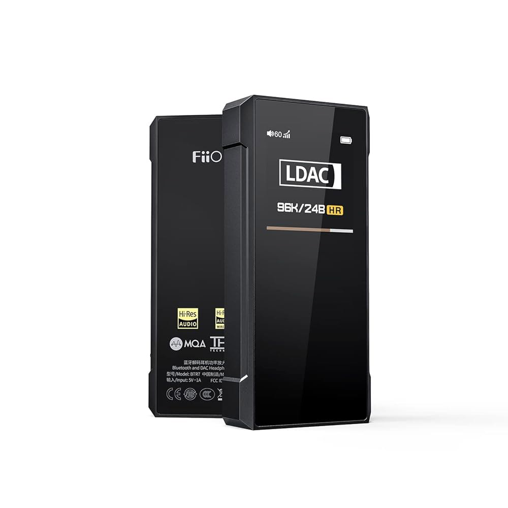 FiO BTR7 헤드폰 앰프 블루투스 수신기 고해상도 휴대용 DAC, 전화 /PC /자동차 /홈 오디오용 MQA /LDAC /aptX HD 384K /32비트 DSD256 지원 - 상품 이미지