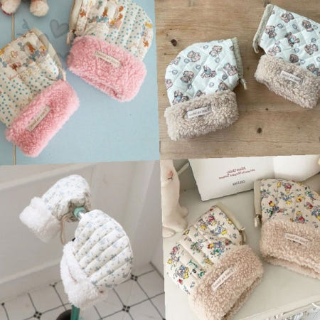 체크 패턴 킥보드 핸들 방한 워머 아동용 유아용 자전거 겨울 보온 손 방한용품