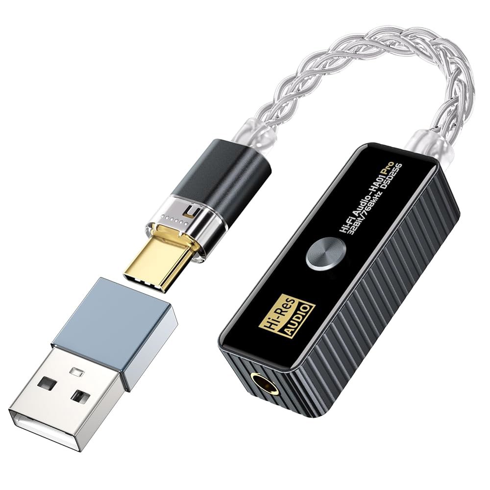 Daakro 헤드폰 앰프 - USB C에서 3.5mm HiFi 오디오 어댑터 32bit /768KHz, 플러그 앤 플레이 고해상도 앰프, 휴대용 DAC 및 Android / iOS - 상품 이미지