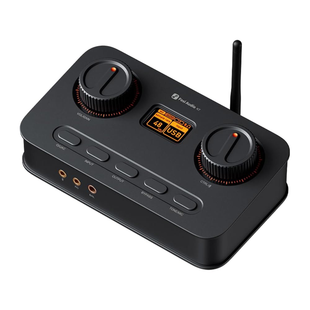 포시 오디오 K7 DAC 헤드폰 앰프, 작업 공간 및 게임용 PC PS5용 데스크톱 USB C 디지털-아날로그 변환기, 광학 /동축 /블루투스 aptX HD LL /마이크폰 입력, - 상품 이미지