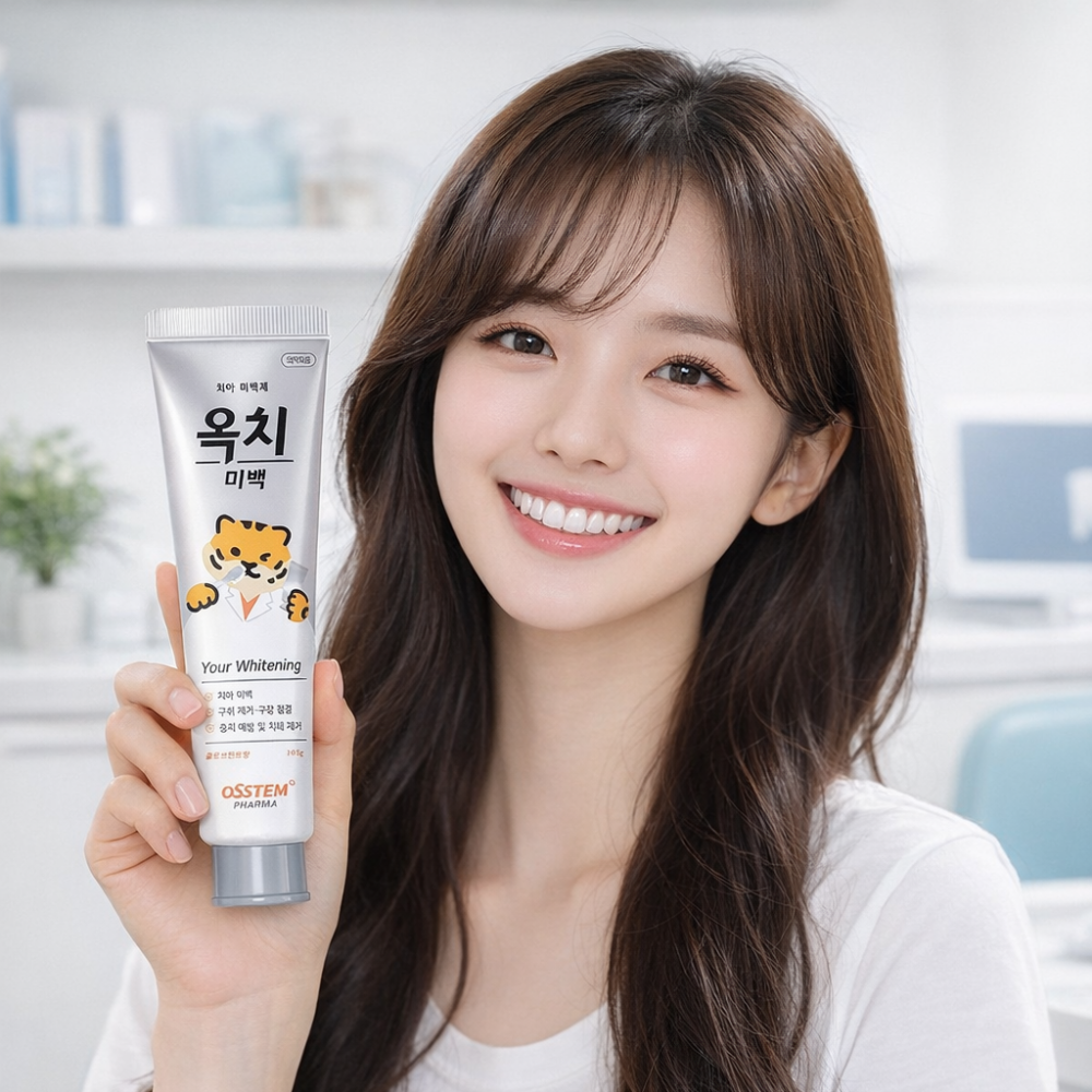옥치 미니 미백 치약 치아 화이트닝 누렁니 입냄새제거 34g, 2개 - 상품 이미지