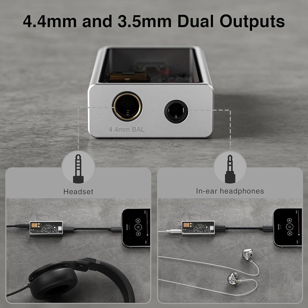 Questyle M15C 헤드폰 앰프 휴대용 USB DAC 32비트 /384kHz DSD256 디코더, 4.4mm 및 3.5mm 듀얼 출력 스마트폰/PC/노트북용 고해상도 무손실 - 상세 이미지 2