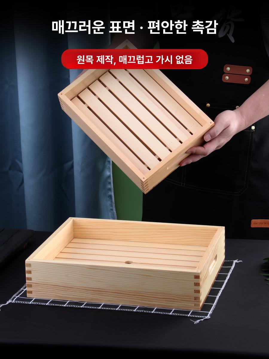 초밥 네타박스 스시보관 보관함 숙성 편백 파인 우드 특대형 아크릴 플립 뚜껑 - 상세 이미지 3