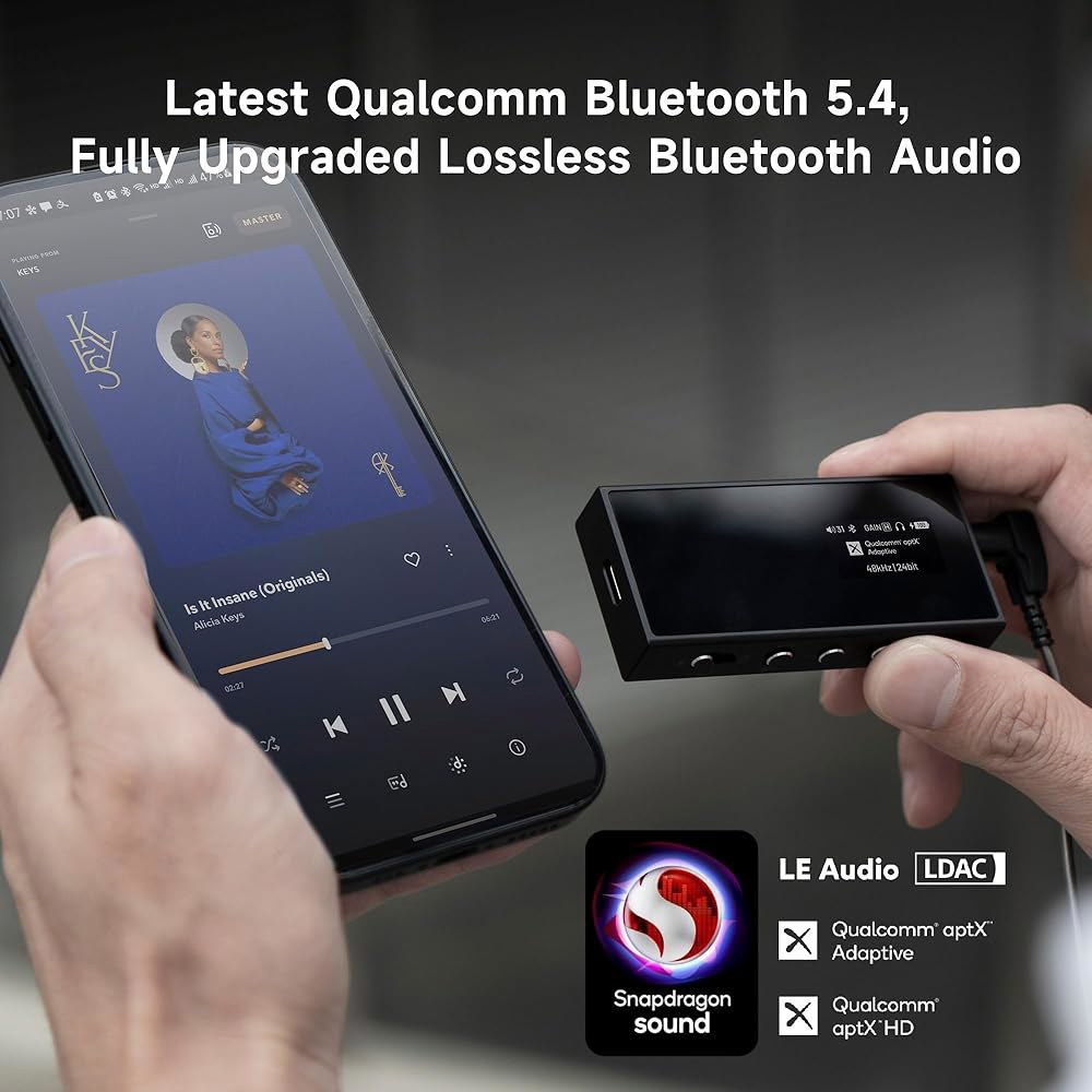 Questyle M18i 헤드폰 앰프 Bluetooth 5.4 수신기 휴대용 USB DAC 앰프, 4.4mm 및 3.5mm 듀얼 출력으로 고해상도 스마트폰/PC/노트북용 PCM - 상세 이미지 3
