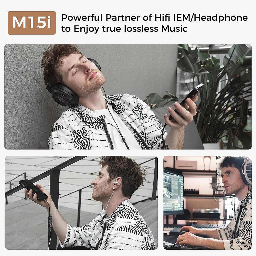 Questyle M15i 헤드폰 앰프 [MFi 인증] 4.4mm / 3.5mm 듀얼 출력을 갖춘 휴대용 USB C DAC 앰프, 스마트폰 PC 노트북용 PCM 768kHz DSD5 - 상세 이미지 2