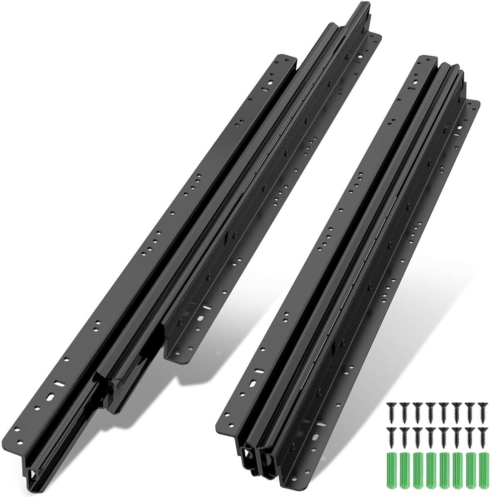 Polar Tangro 튼튼한 계단 아래 레일, 및 1쌍 깊은 베어링 서랍 마운트 연장 전체 캐비닛 하단 용량 120.2kg(265파운드) 보관용, 적재 볼 슬라이드, 40.6/6 - 상품 이미지