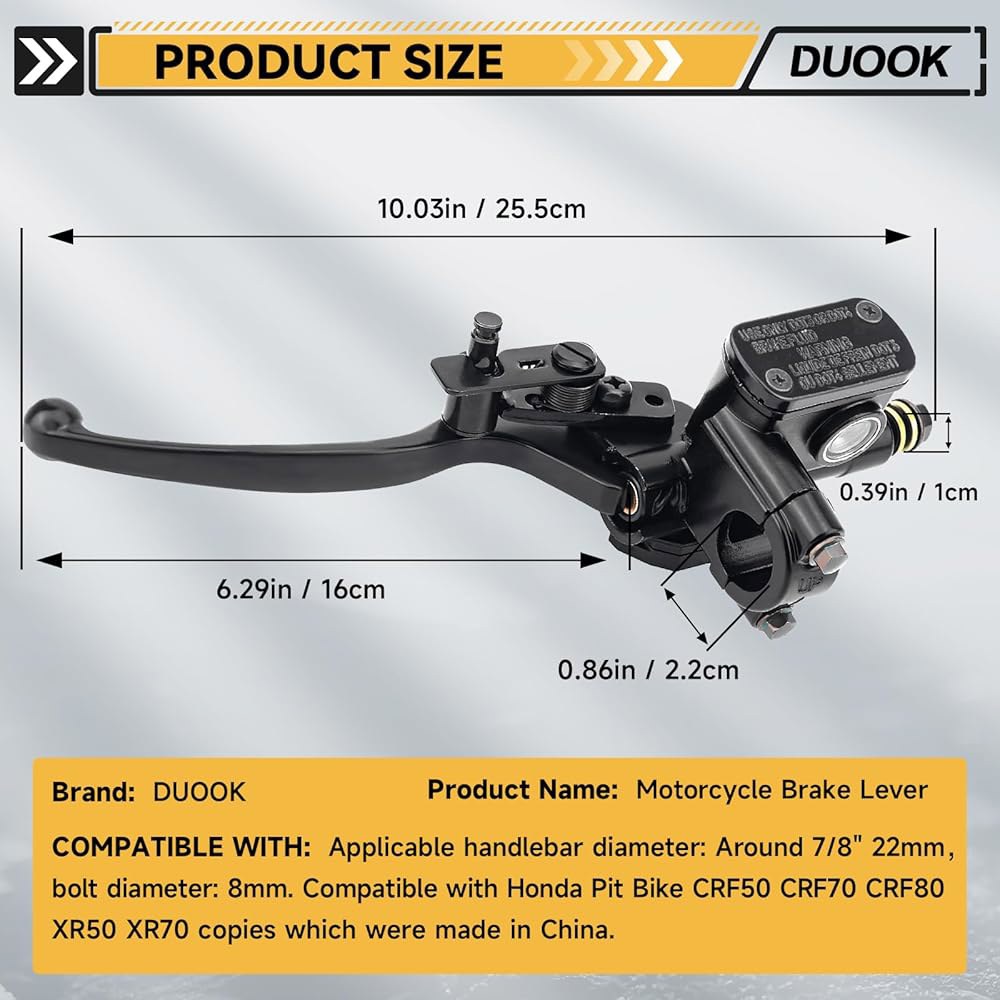 DUOOK 7/8인치 범용 좌측 유압 브레이크 레버 핸들 마스터 실린더 50cc 110cc 125cc 150cc 200cc 250cc 스쿠터 모핑 중국 ATV 더트 피트 바이크 - 상세 이미지 2