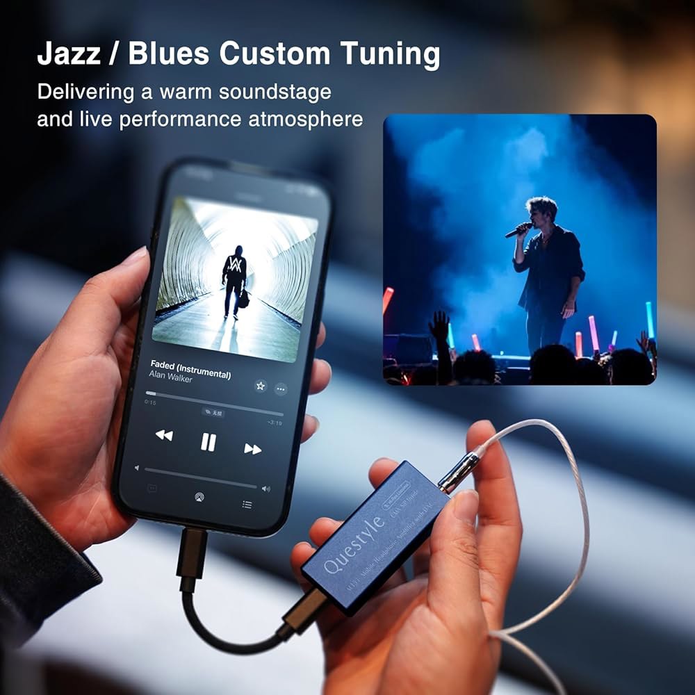 Questyle M15i Blues 블루 헤드폰 앰프 [MFi 인증] 재즈 / 블루스 커스텀 튜닝 휴대용 USB C DAC 4.4mm 3.5mm 출력 PCM 768kHz DSD51 - 상세 이미지 3