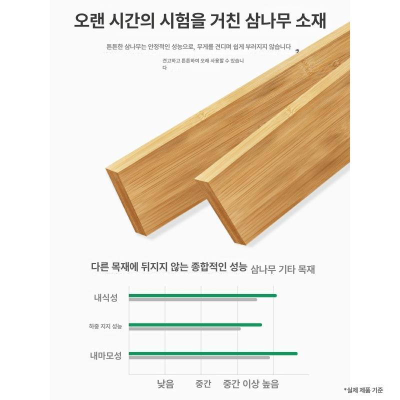 벤치 나무 신발장 가게 단단한 1단 내추럴 우드 50 x 25x25cm - 상세 이미지 2