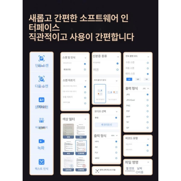 최강 A3 고속 문서 스캔기 AI 양면 OCR 전문 고화질 사무용 자동 인기 추천-기본 1600만 화소A4 경제형-기본 사무용 1000만 화소A4 - 상세 이미지 2
