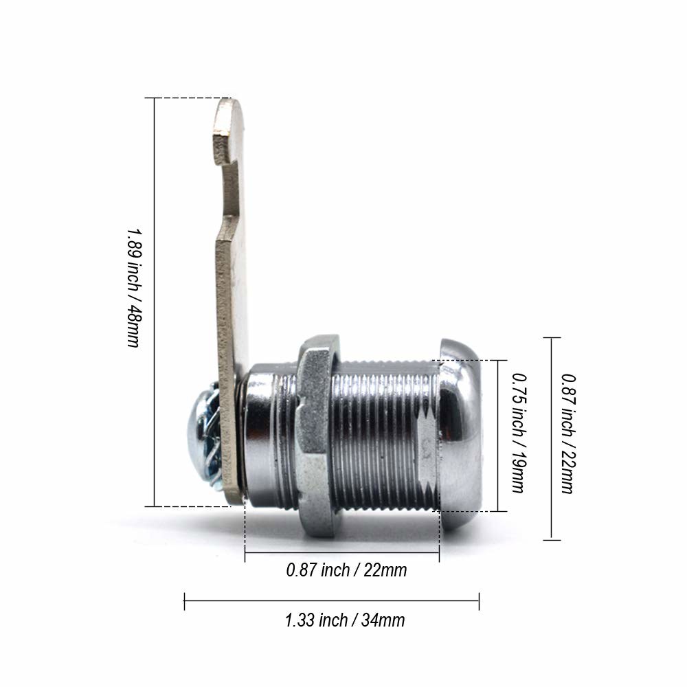 4팩 캠 잠금 2.2cm(7/8인치) 튜브형 교체 우편함, 크롬 픽업 도구 트럭 상자, 장치, 장치 자판기, 마감 ATM 5/8 Inch - 상세 이미지 2