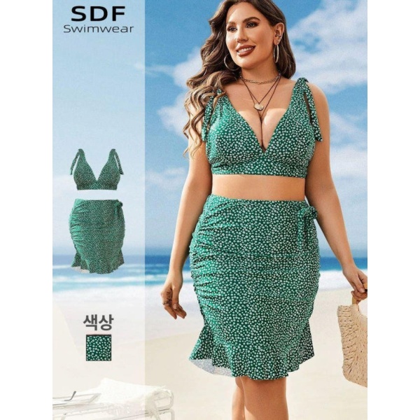프리미엄 여성용 임산부 수영복 녹색 모노키니 호캉스 원피스 임부 실내 녹색 L 65~80kg - 상세 이미지 2
