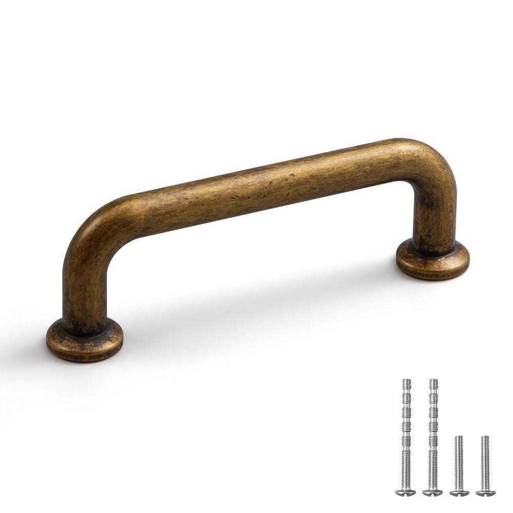앤티크 황동 주방 캐비닛 손잡이 옷장 핸들 구멍 드레서 가구 중앙 76mm(3인치) 빈티지 서랍 하드웨어 솔리드 찬장 브론즈 화장대 오래된 - 상품 이미지