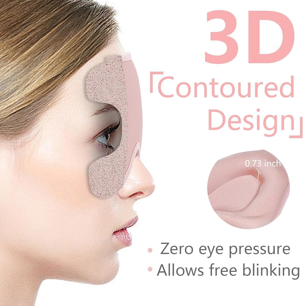 여성용 100 빛 차단 커버와 조절 가능한 스트랩 나이트 블라인드를 갖춘 수면 안대 3D 마스크 메모리 폼 핑크 Pink - 상세 이미지 2