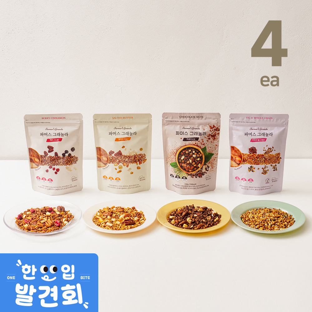 엄선한 견과 통곡물이 가득, 파머스그래놀라 귀리 단백질 시리얼 4개 제품 이미지