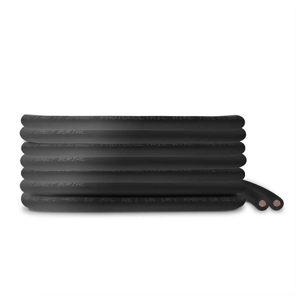 TEMCo 8 AWG/게이지 태양열 케이블 (다양한 미국 가능) 블랙 제조 길이 30.5m(100피트) Black 5 Feet - 상품 이미지